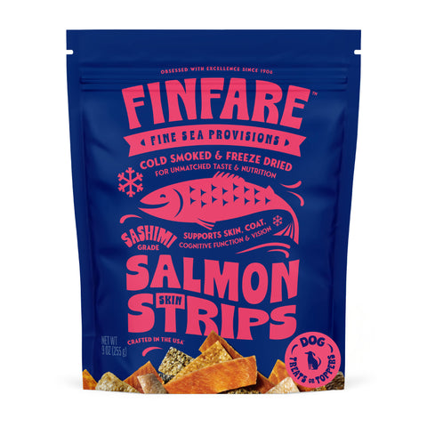 Finfare Pet Foods - Freeze-Dried Salmon Skin Strips for Dogs, 9oz