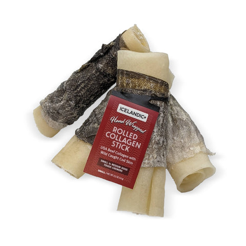 Icelandic+ - Rolled Beef Collagen Wrapped With Cod Skin 4" Chew Stick