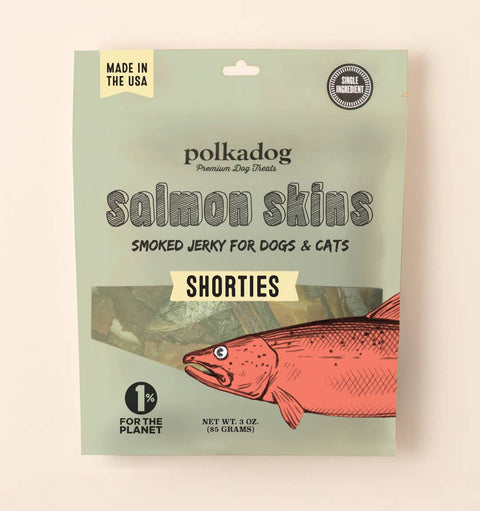 Polkadog - Salmon Skins Smoked Jerky - 3oz - Dog & Cat Treats