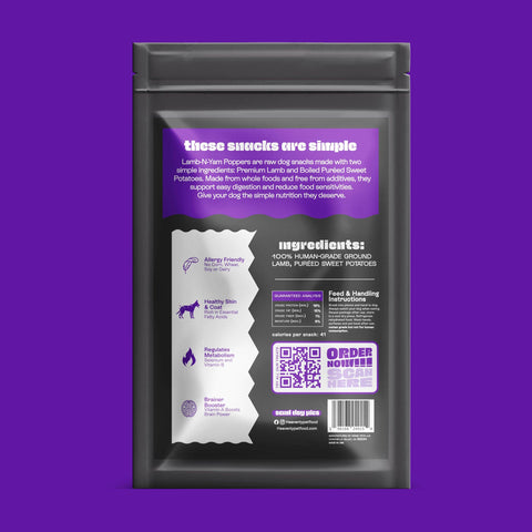 Heavenly Pet Food - Heavenly Simple Snacks - Lamb-N-Yam Poppers Dog Treats