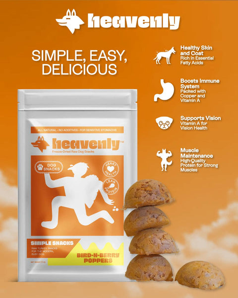 Heavenly Pet Food - Heavenly Simple Snacks - Bird-N-Berry Poppers Dog Treats