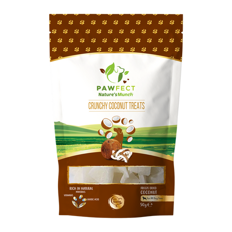 Pawfect Pet Foods Pvt Ltd - USA - Pawfect Nature's Munch Freeze-Dried Coconut Treats for Dogs | Vegan Treat | Immunity Booster | 100% Natural | Grain & Gluten Free | Low Calorie Training Treats (50g/1.76oz)