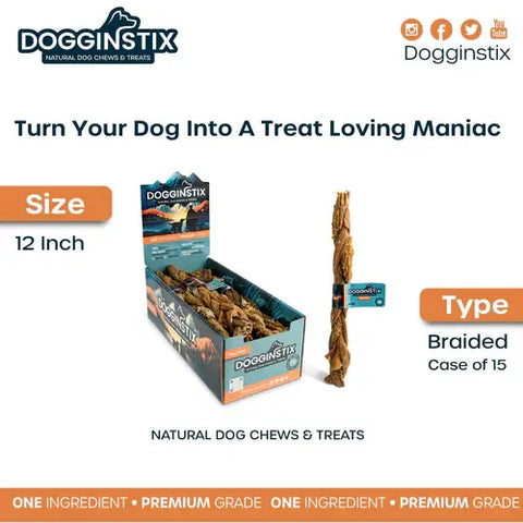 Dogginstix - 12" Braided Beef Tripe Sticks