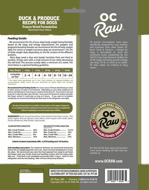 OC Raw - Freeze-Dried Sliders Dog Food