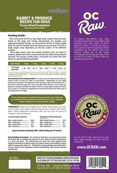OC Raw - Freeze-Dried Sliders Dog Food
