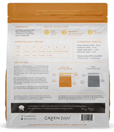 Green JuJu - Lamb Recipe Freeze Dried Raw Diet for Dogs and Cats