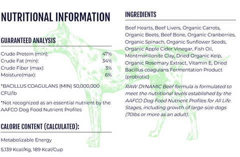 Raw Dynamic - Freeze-Dried Raw BEEF FORMULA FOR DOGS