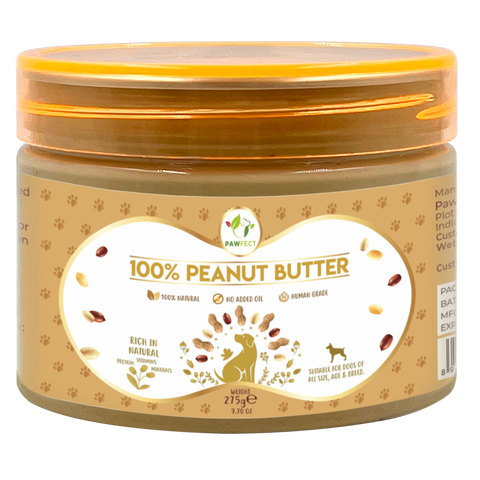 Pawfect Pet Foods Pvt Ltd - USA - Pawfect Peanut Butter for Dogs | 100% Natural Peanut Butter | No Added Sugar, Salt, Palm Oil | No Sweeteners, No Xylitol | Dog Friendly Texture | Healthy Lickable Dog Treat