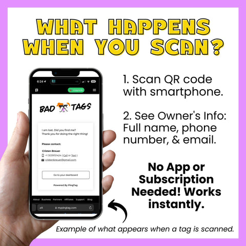 Bad Tags - Dog ID Tag with Personalized QR Code - Live with my Parents