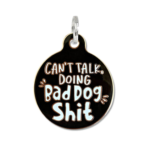 Bad Tags - Personalized Pet ID Tag w/ Scannable Code - Bad Dog Shit