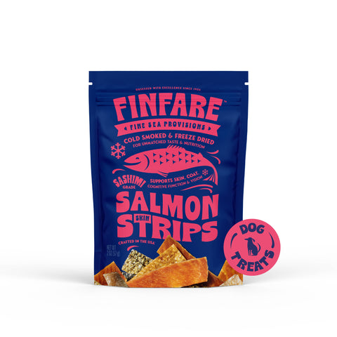 Finfare Pet Foods - Freeze-Dried Salmon Skin Strips for Dogs, 2oz