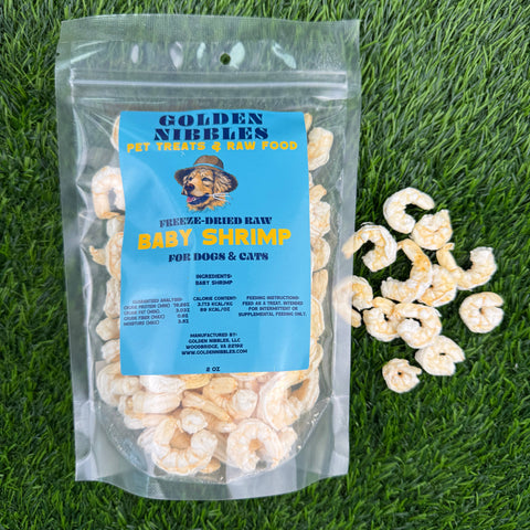 Golden Nibbles - Baby Shrimp - 2oz Bag - Freeze Dried Treats for Dogs & Cats