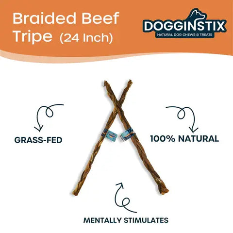 Dogginstix - 24" Braided Beef Tripe Sticks