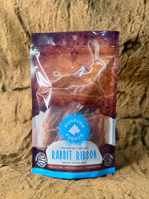 Furever Fierce (formerly Furever Primal) - Rabbit Ribbon Bag of 5 - Natural Single Ingredient Dog Chew