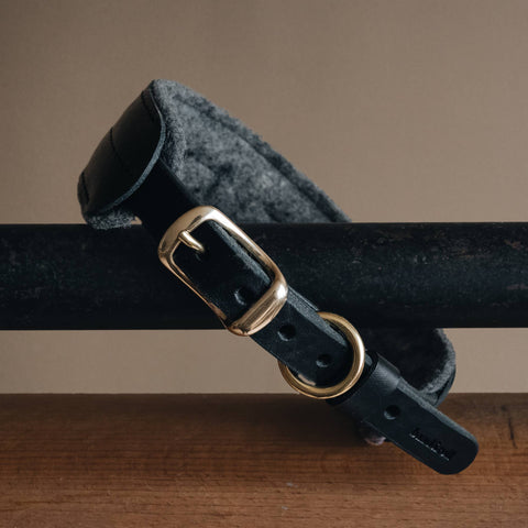 BAND&ROLL - Wool Padded Wide Dog Collar. Pine