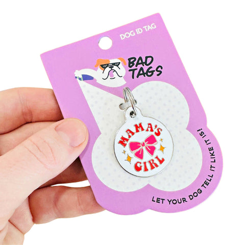Bad Tags - Girl Dog Collar ID Tag w/ Personalized QR Code - Mama's Girl