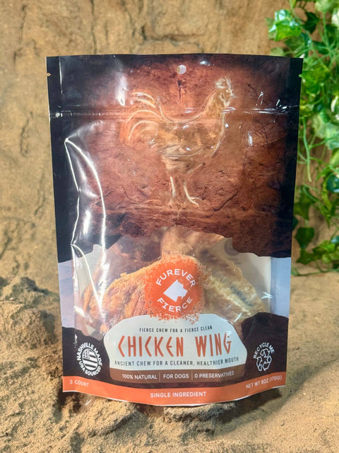 Furever Fierce (formerly Furever Primal) - Chicken Wing Bag of 3 Dog Chews - Natural Single Ingredient