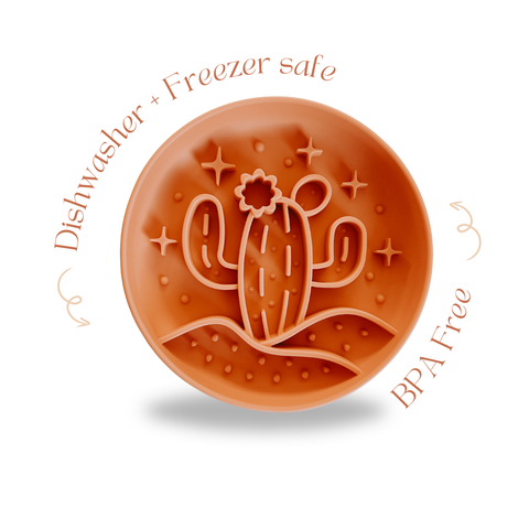 Barks and Brownies - Cactus Silicone Slow Feeder Bowl - Fun, Non-Slip | Tangerine