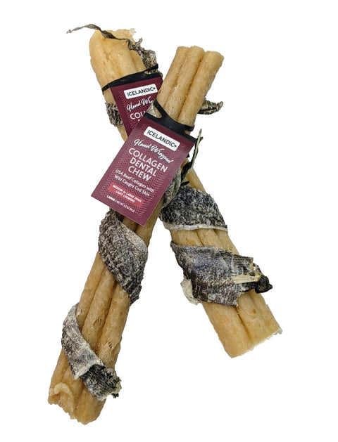 Icelandic+ - Beef Collagen Dental Chew Wrapped With Cod Skin  8"