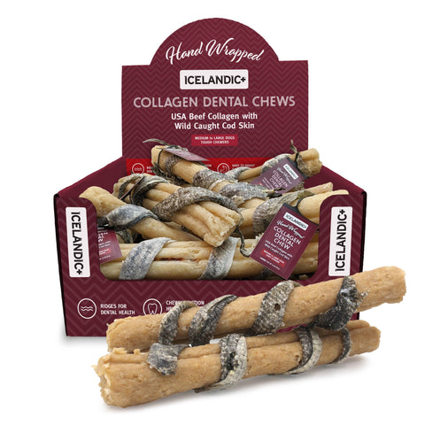 Icelandic+ - Beef Collagen Dental Chew Wrapped With Cod Skin  8"