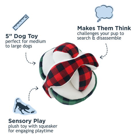 Tall Tails - Tall Tails Plaid Ball Plush Puzzle Dog Toy