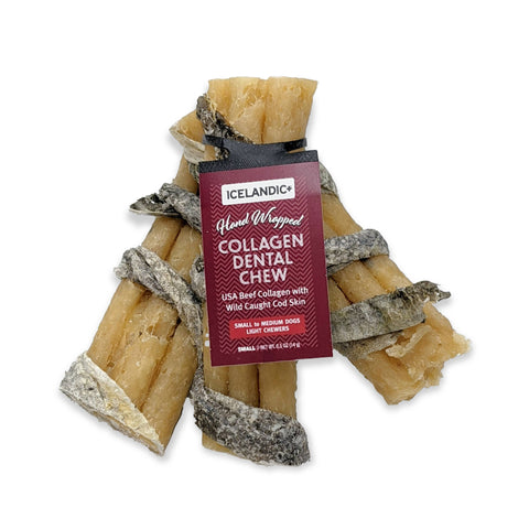Icelandic+ - Beef Collagen Dental Chew Wrapped With Cod Skin  4"
