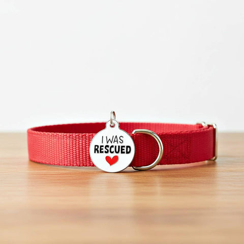 Bad Tags - Enamel Dog ID Tag w/ Personalized QR Code - I Was Rescued