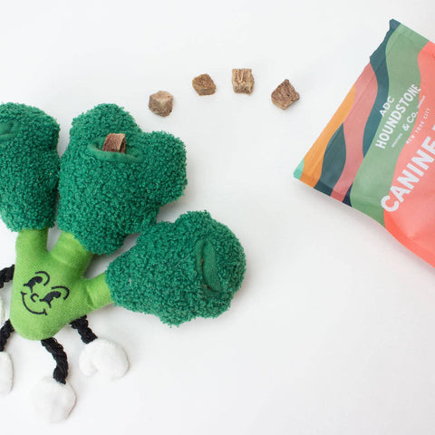 ADC Houndstone & Co. - Broccoli Interactive Dog Toy with Treat Pockets