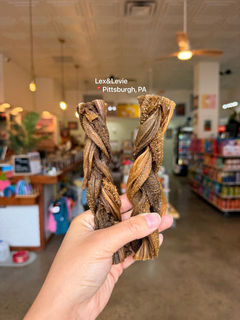 Light chew - 6" Braided Lamb Collagen Sticks