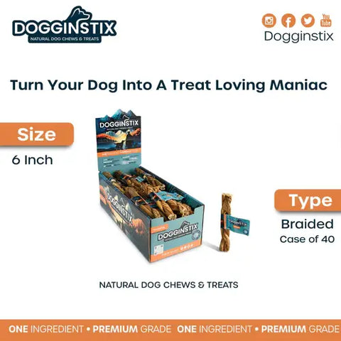Dogginstix - 6" Braided Beef Tripe Sticks