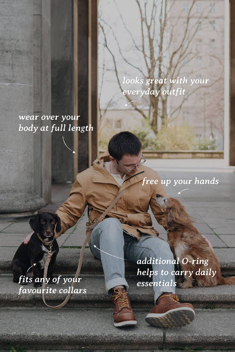 BAND&ROLL - Crossbody Dog Leather Leash. Lasso