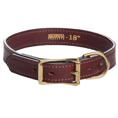 Mendota Pet - Leather Wide (1") Standard Collar - Chestnut