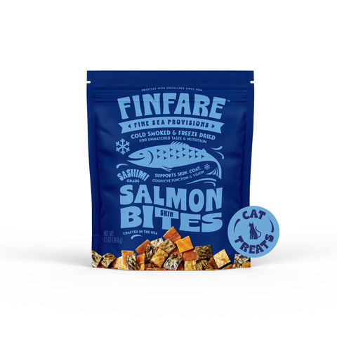 Finfare Pet Foods - Freeze-Dried Salmon Skin Bites for Cats, 1.3oz
