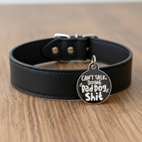 Bad Tags - Personalized Pet ID Tag w/ Scannable Code - Bad Dog Shit
