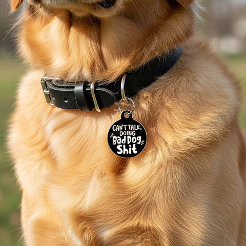 Bad Tags - Personalized Pet ID Tag w/ Scannable Code - Bad Dog Shit