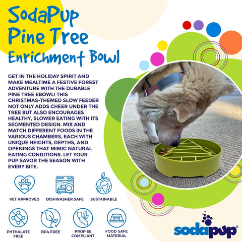 SodaPup Dog Toys - Pine Tree Design eBowl Enrichment Slow Feeder Bowl for Dogs