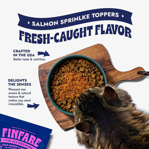 Finfare Pet Foods - Freeze-Dried Salmon Sprinkles (Topper) for Cats, 1.3oz
