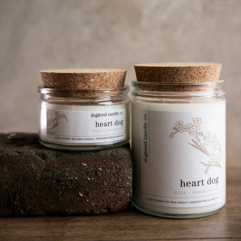 Dogkind Candle Co - Heart dog - rose + sandalwood