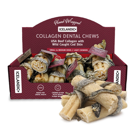 Icelandic+ - Beef Collagen Dental Chew Wrapped With Cod Skin  4"