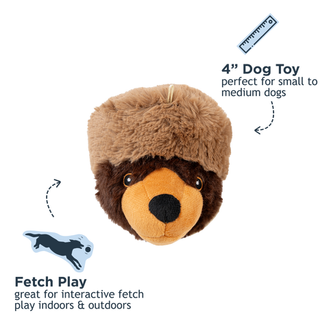 Tall Tails - Tall Tails Brown Bear Hat 2-in-1 Fetch Ball Dog Toy