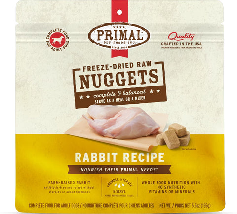 Primal Rabbit Formula Nuggets Grain-Free Raw Freeze-Dried Dog Food