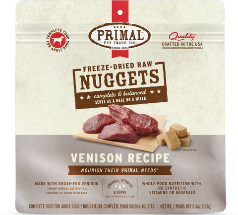 Primal Venison Nuggets Grain-Free Raw Freeze-Dried Dog Food