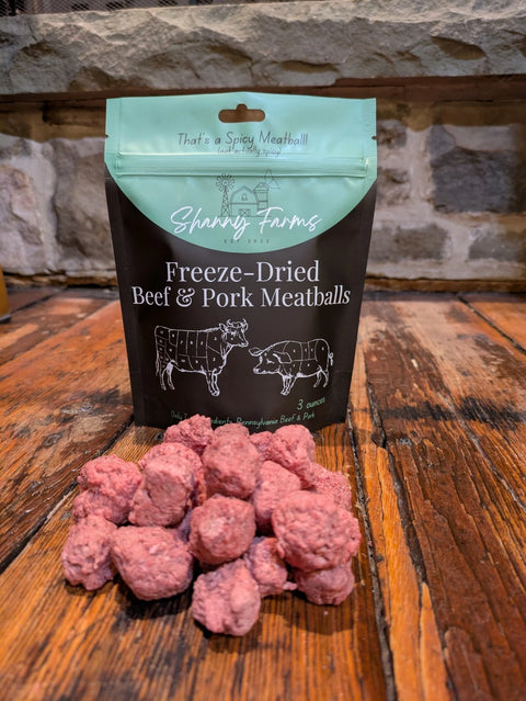 Shanny Farms Freeze-Dried Beef & Pork Meatballs For Dogs And Cats