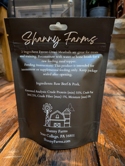 Shanny Farms Freeze-Dried Beef & Pork Meatballs For Dogs And Cats